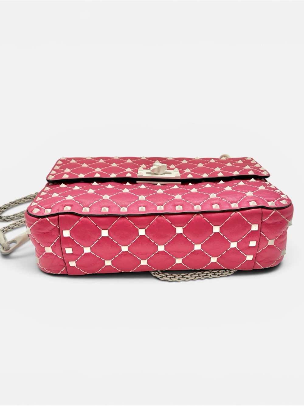 Valentino Garavani Rockstud Spike Pink Quilted Leather Shoulder Bag - Picture 9 of 12
